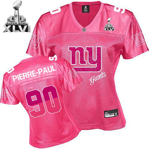 Giants #90 Jason Pierre-Paul Pink 2011 Women's Fem Fan Super Bowl XLVI Stitched NFL Jersey